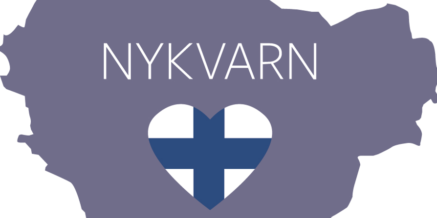 Illustration med Nykvarns karta och finska flaggan